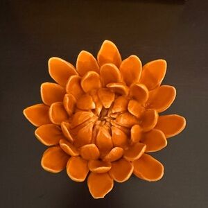 Vibrant Orange Dahlia Ceramic Flower Sculpture by Chive